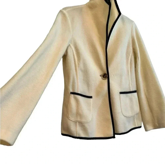 Susan Graver, soft, suiting fleece jacket with faux black, leather trim - Picture 2 of 5